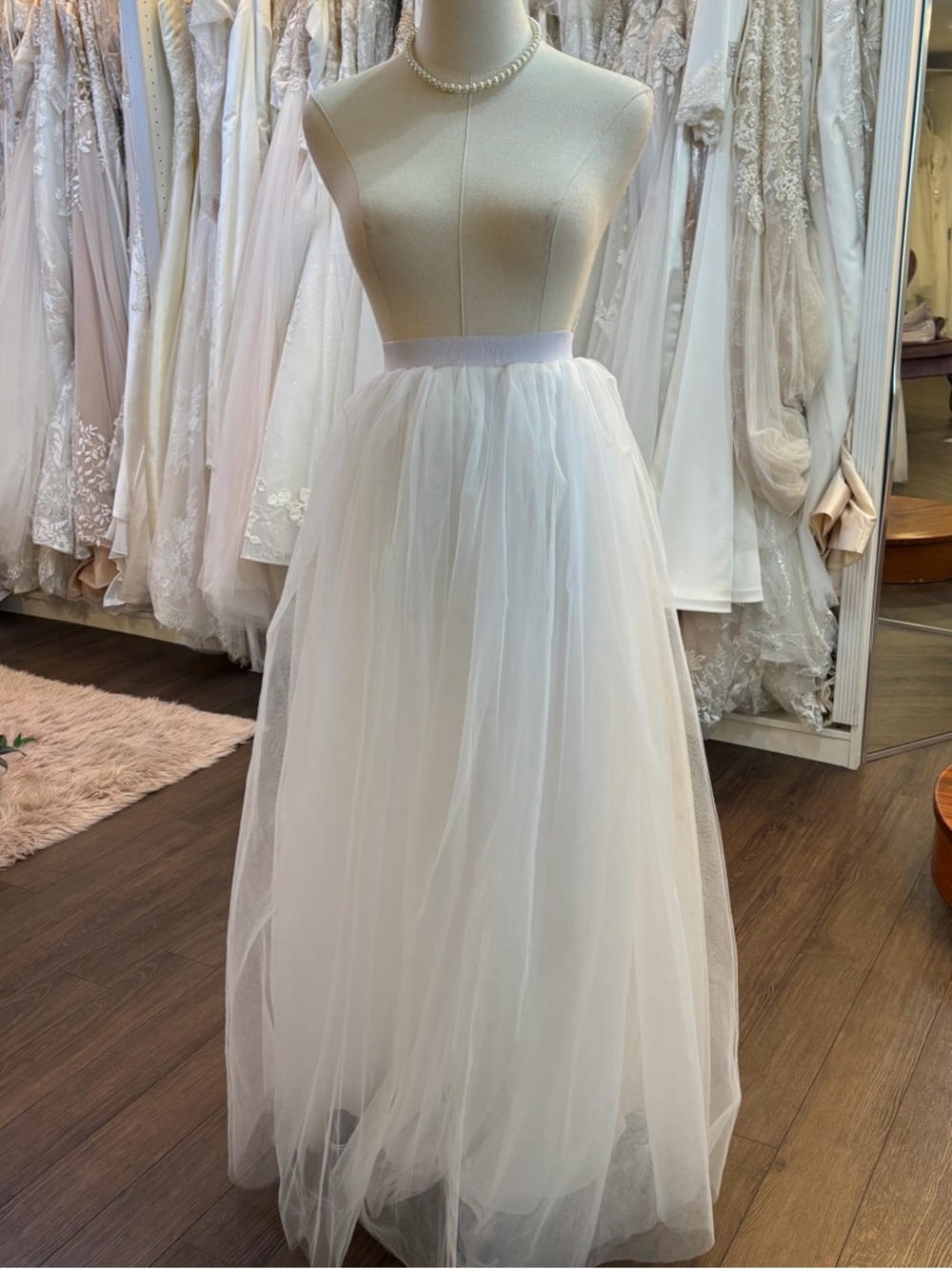 White Tulle Bridal Skirt - Full A-Line Overlay